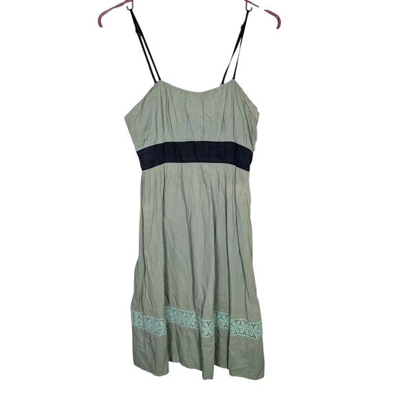Criss Cross Sage Green & Black Lined Sleeveless Sundress, Size Small - Picture 1 of 11